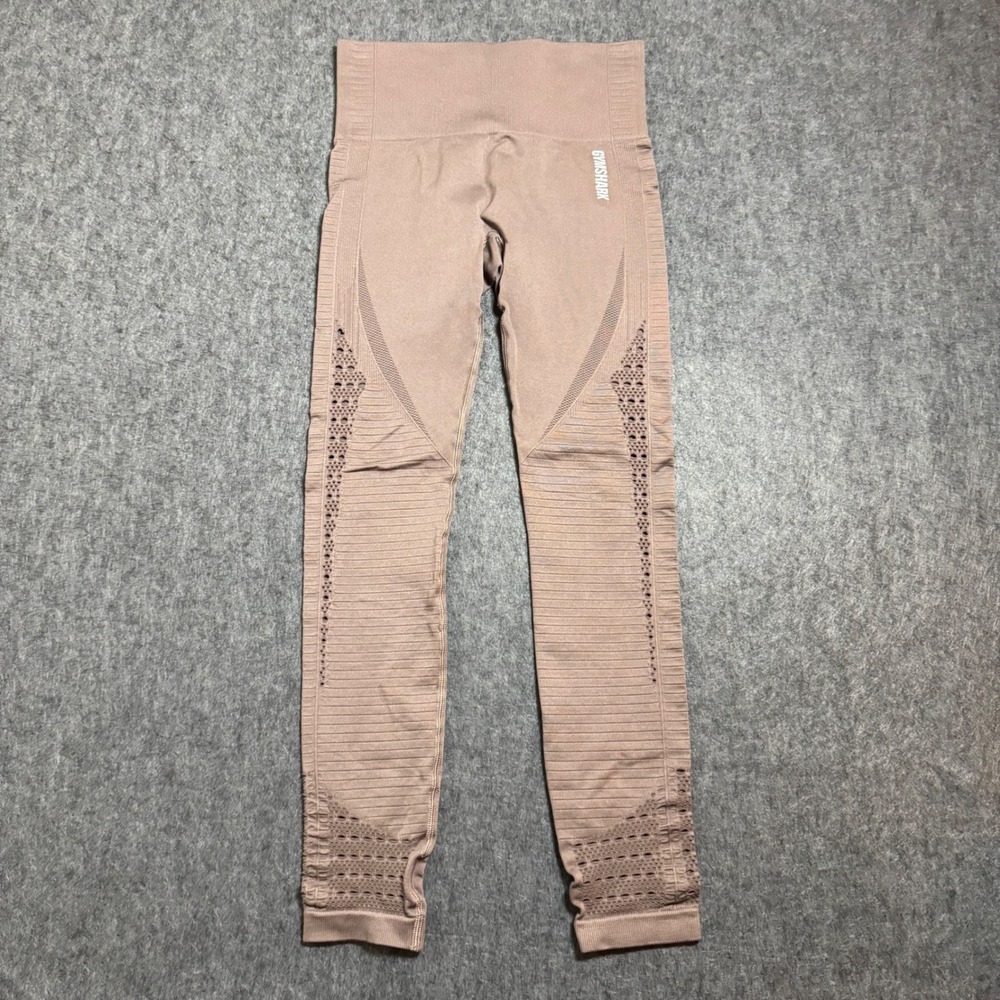 Gymshark Energy+ Seamless Leggings Taupe Brown High Waisted Eyelet Size XS